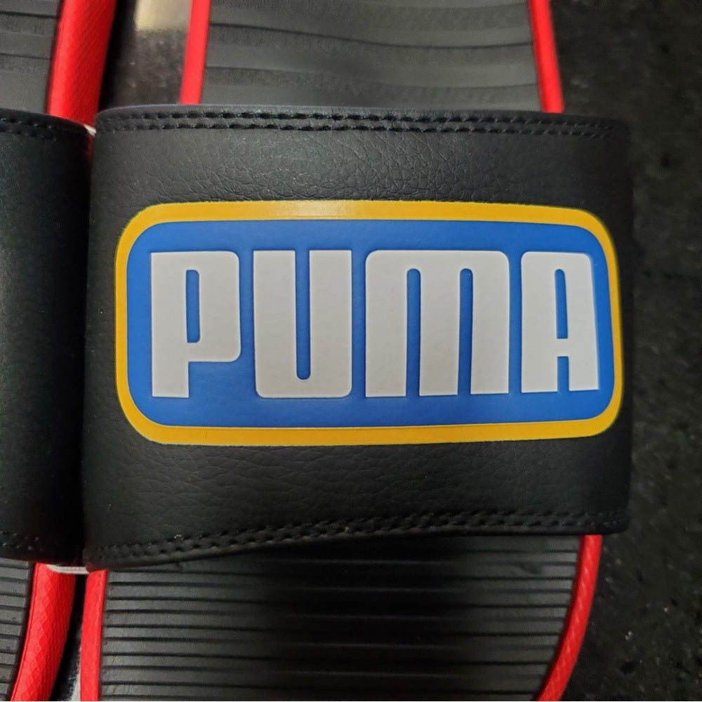 Sz 8 puma slides black & red