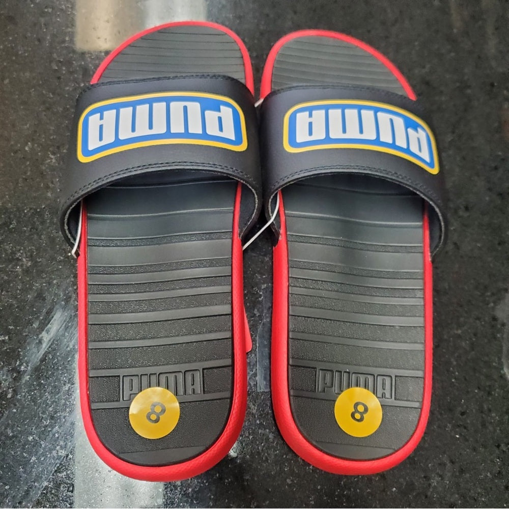 Sz 8 puma slides black & red