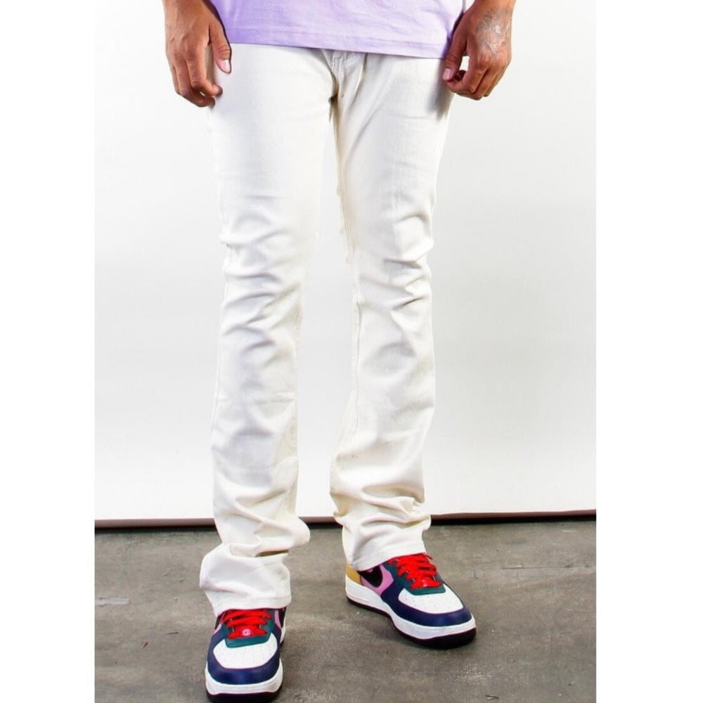 Off white color stack denim jeans no rip Sz various