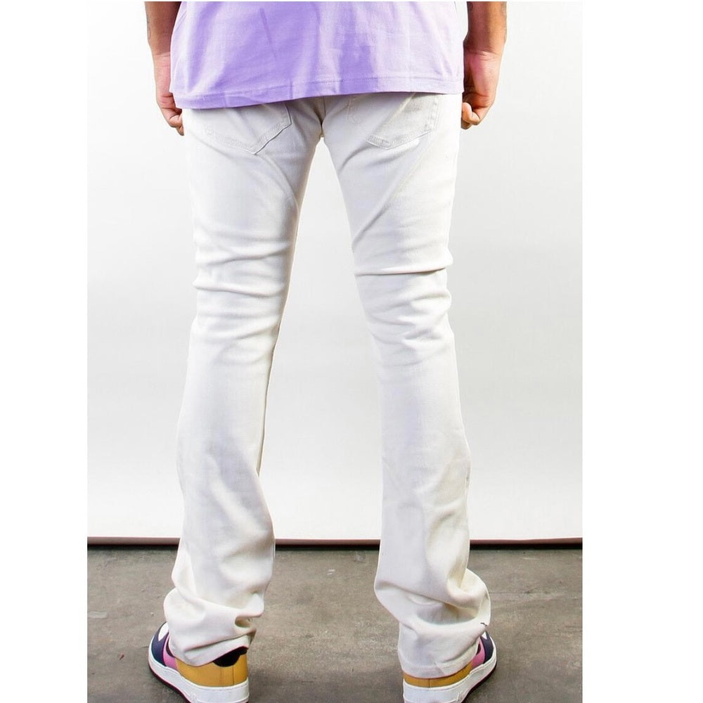 Off white color stack denim jeans no rip Sz various