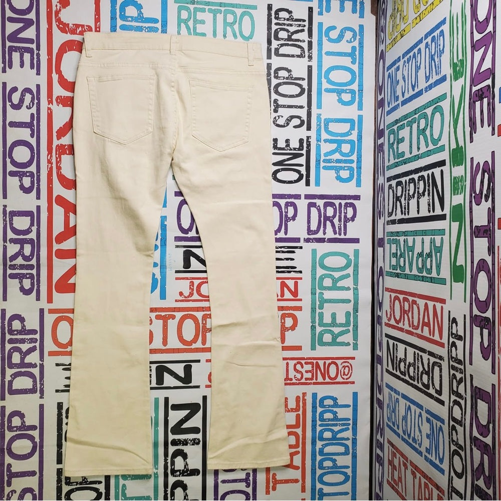 Off white color stack denim jeans no rip Sz various