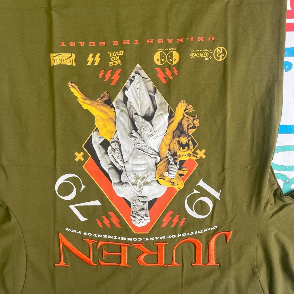 Juren brand graphic tee 2023 new release olive green