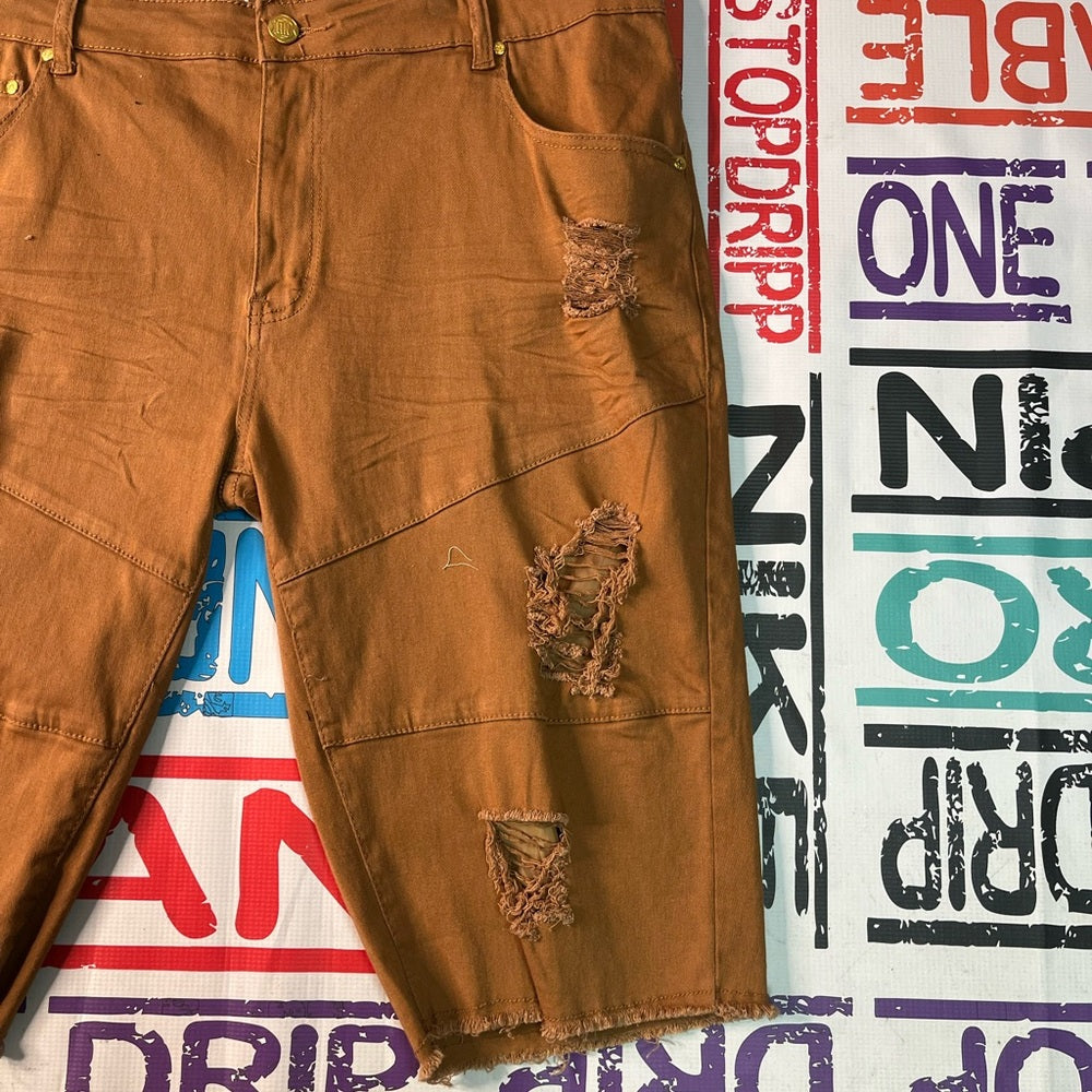Sz 42 rust brown denim jean shorts
