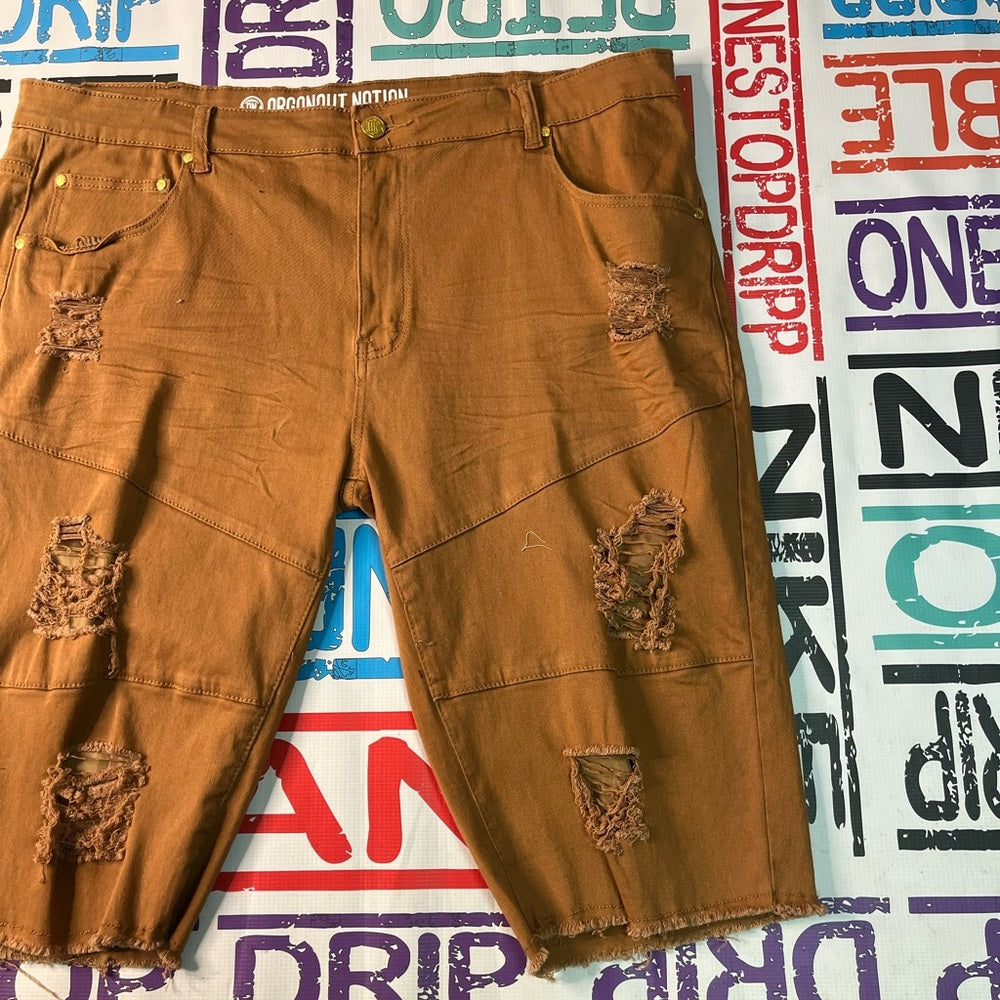 Sz 42 rust brown denim jean shorts
