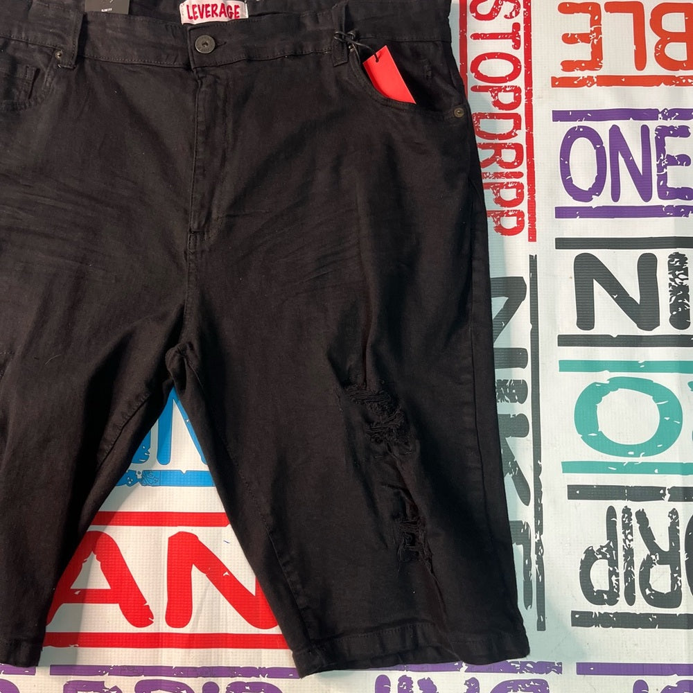 Sz 42 Denim Jean black Shorts