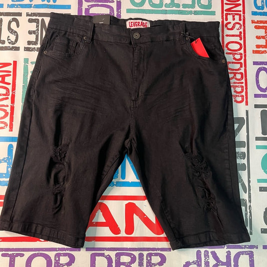 Sz 42 Denim Jean black Shorts