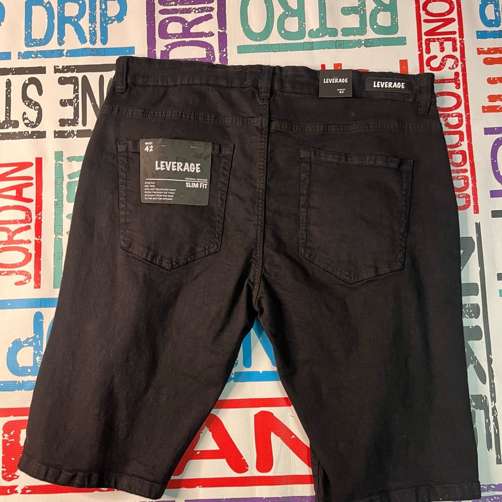 Sz 42 Denim Jean black Shorts
