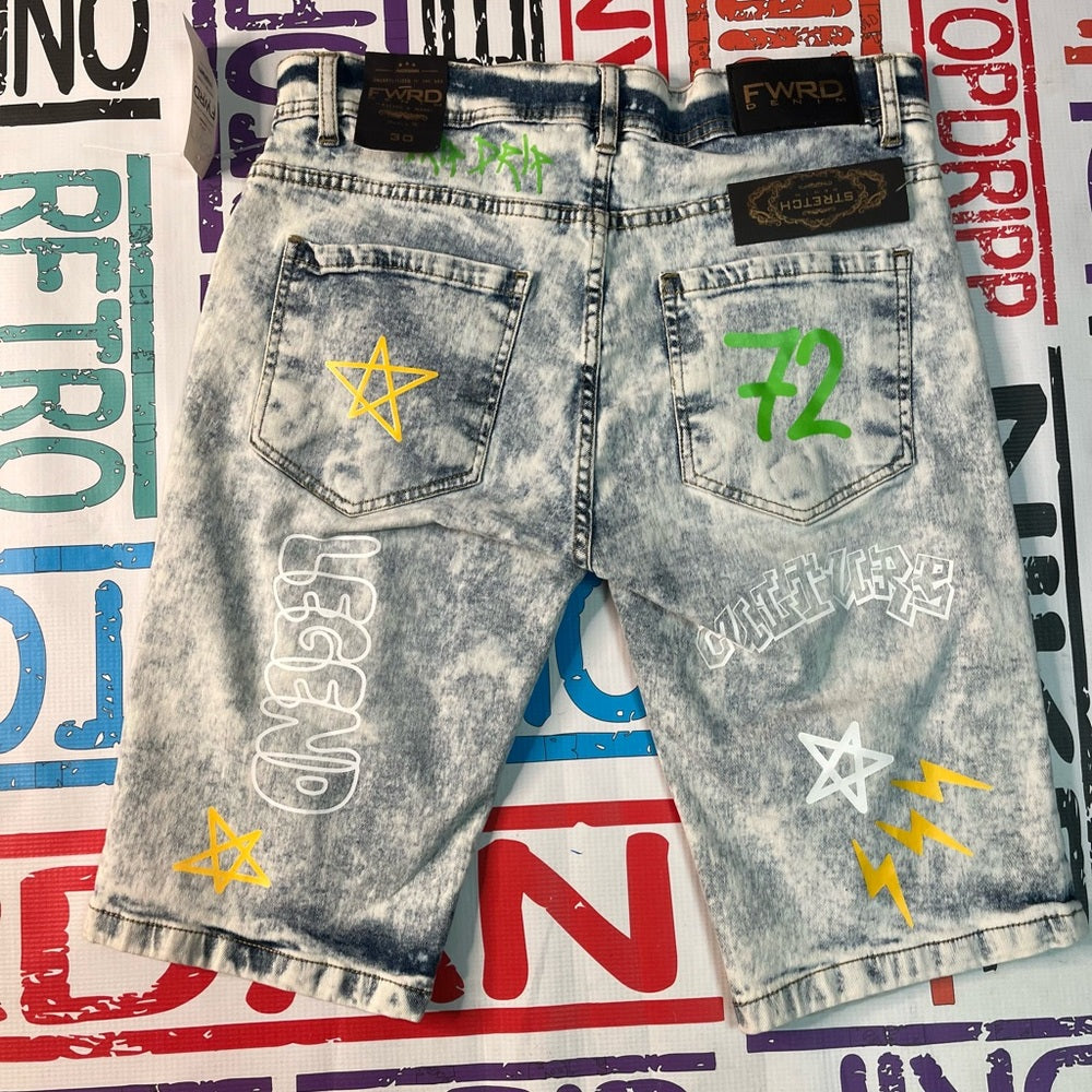 Sz Various denim Graphic shorts light blue
