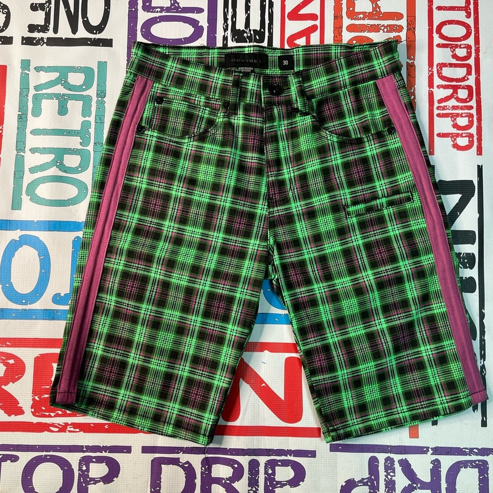 Plaid green casual shorts Sz Various