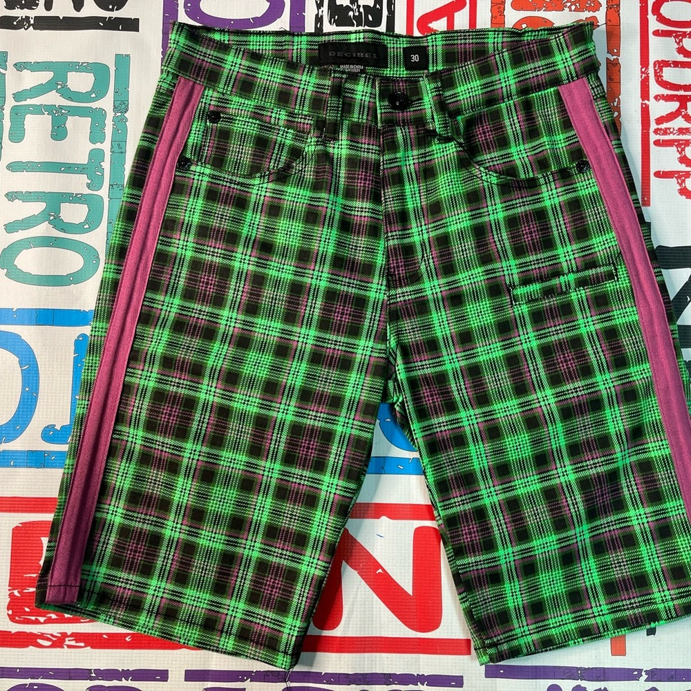 Plaid green casual shorts Sz Various