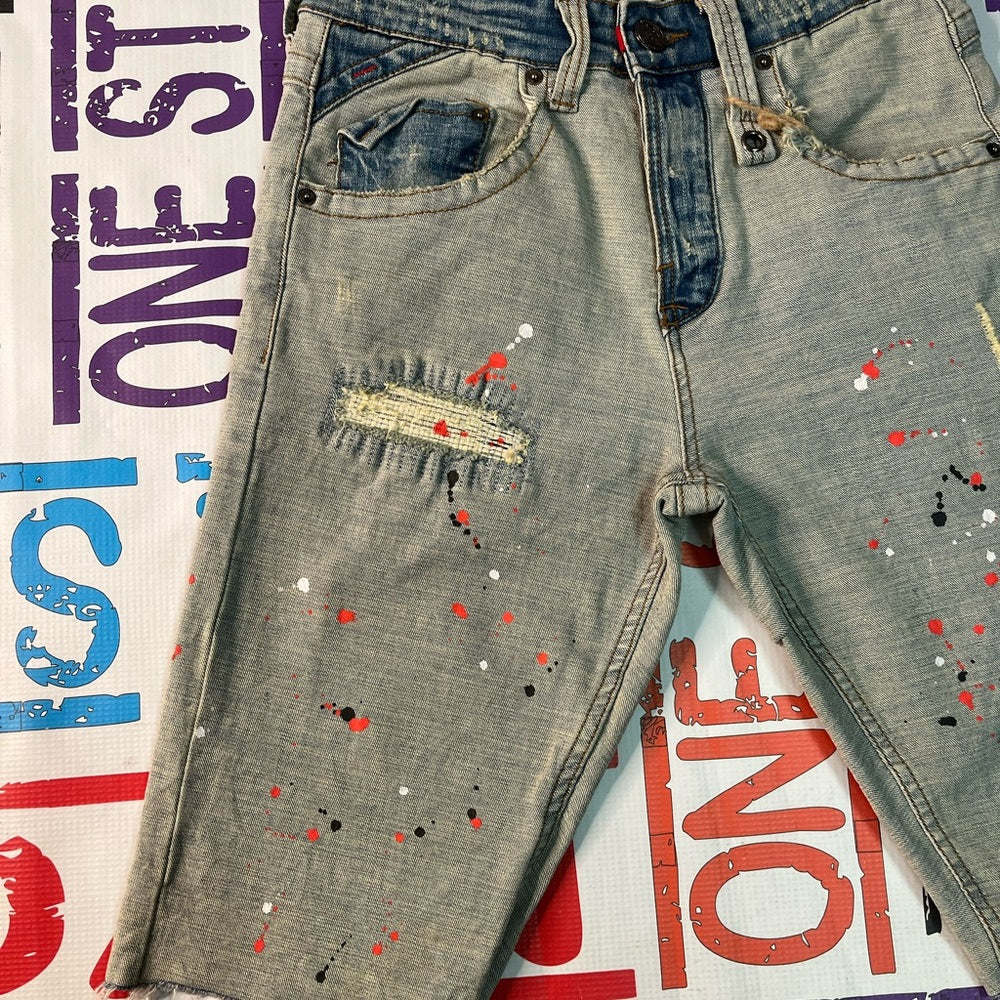 Sz Various Paintsplash denim jean shorts