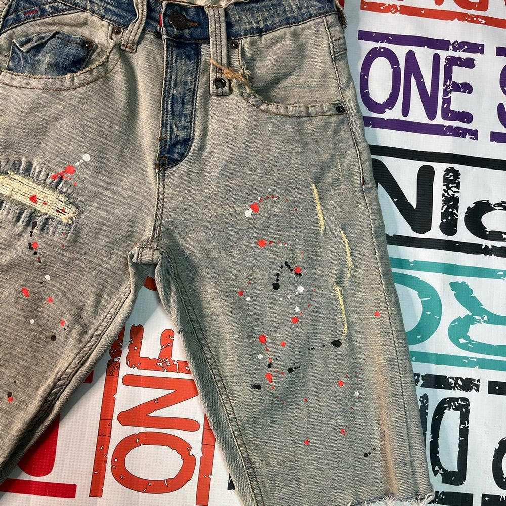 Sz Various Paintsplash denim jean shorts