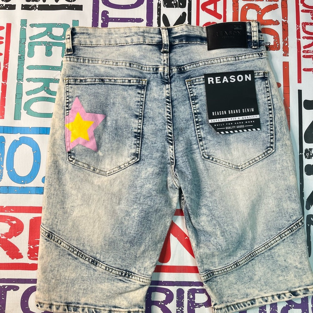 Sz 34 reasons brand graphic denim shorts