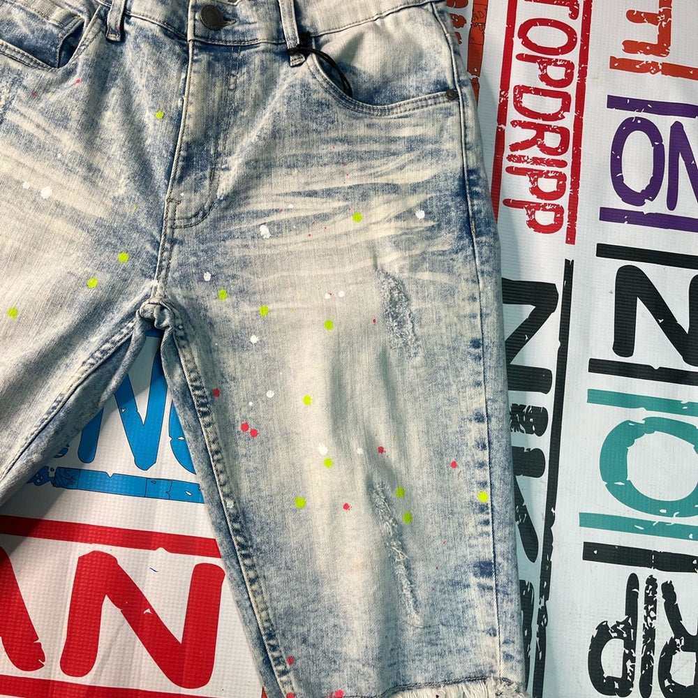 Sz 32 Paintsplash denim jean shorts