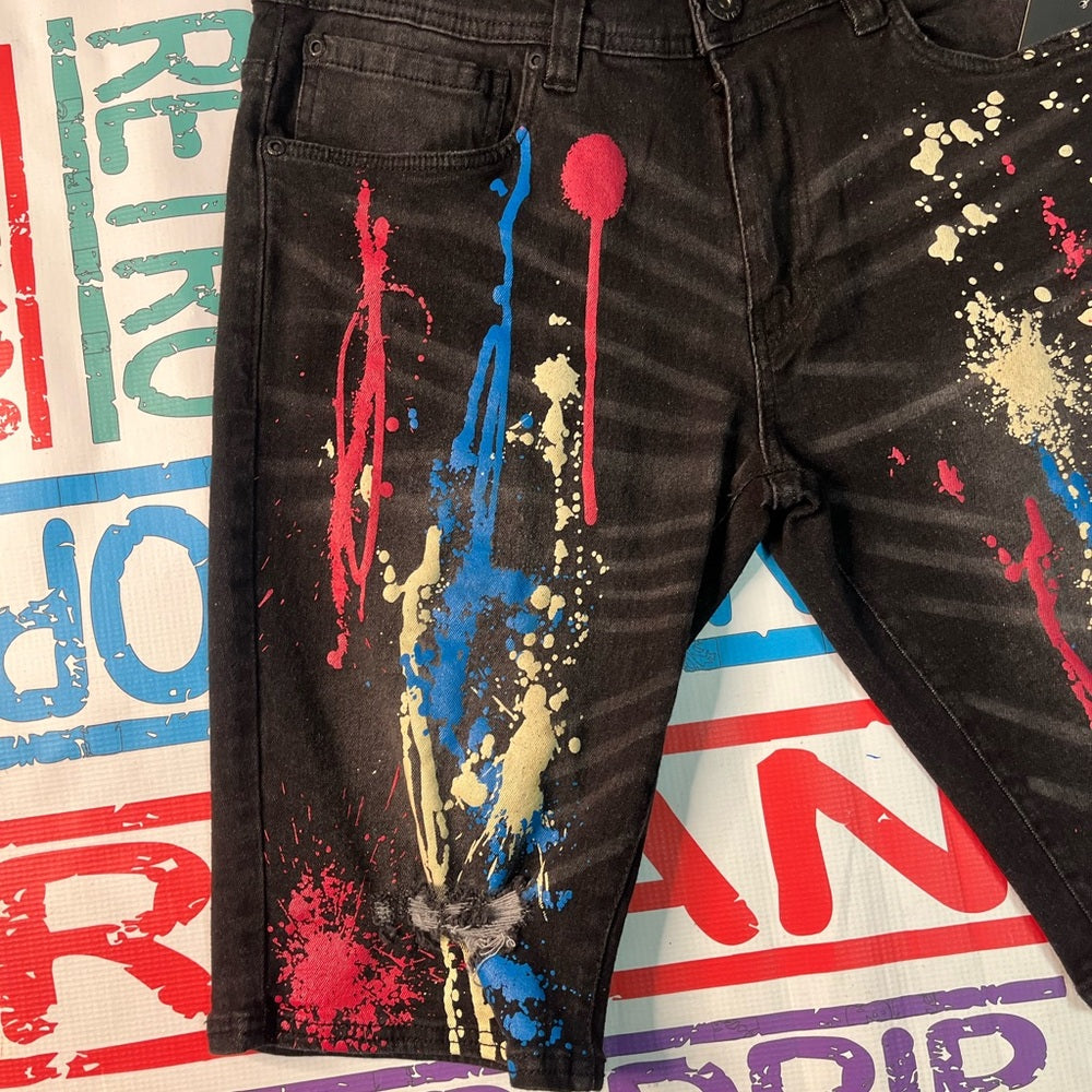 Sz various paint splash denim jean shorts