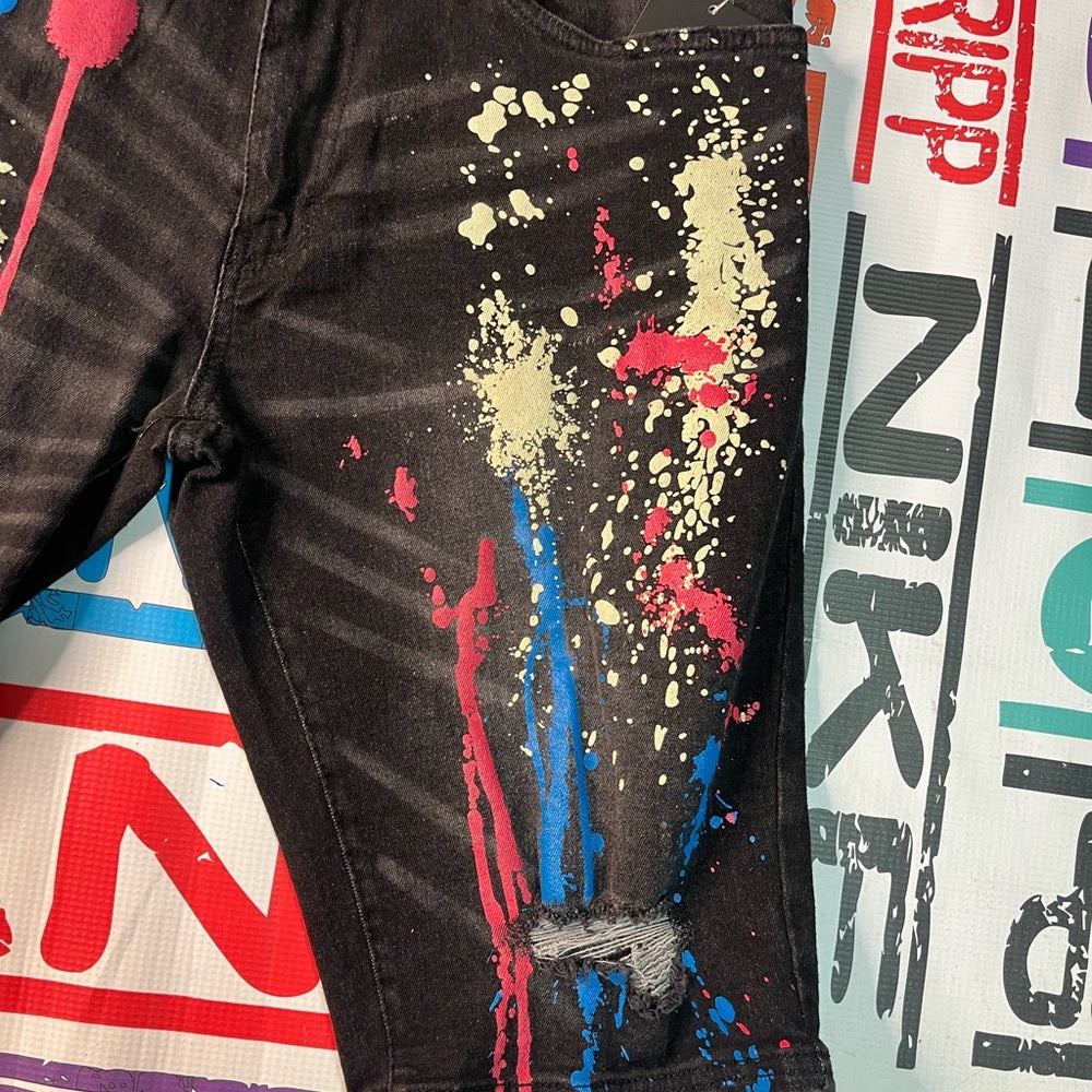 Sz various paint splash denim jean shorts