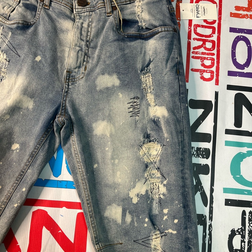 Ripped denim jean shorts Sz 32