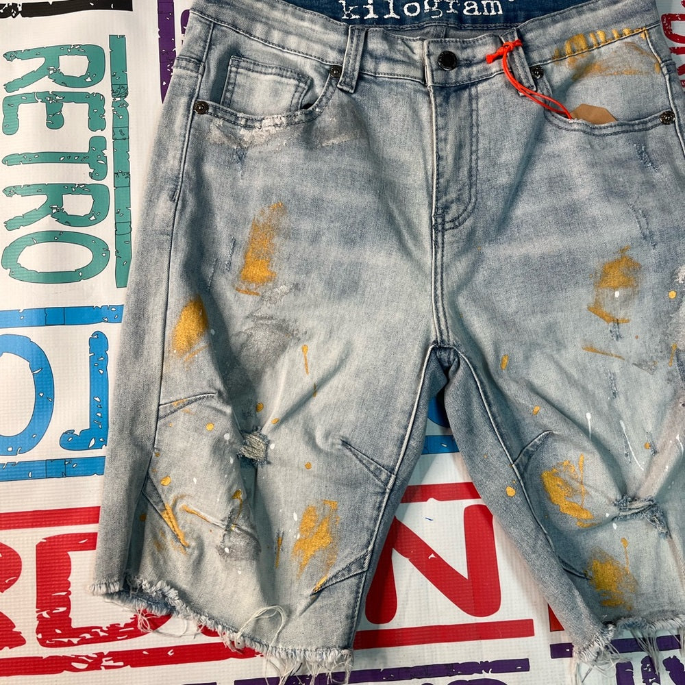 Ripped denim jean shorts Sz 34