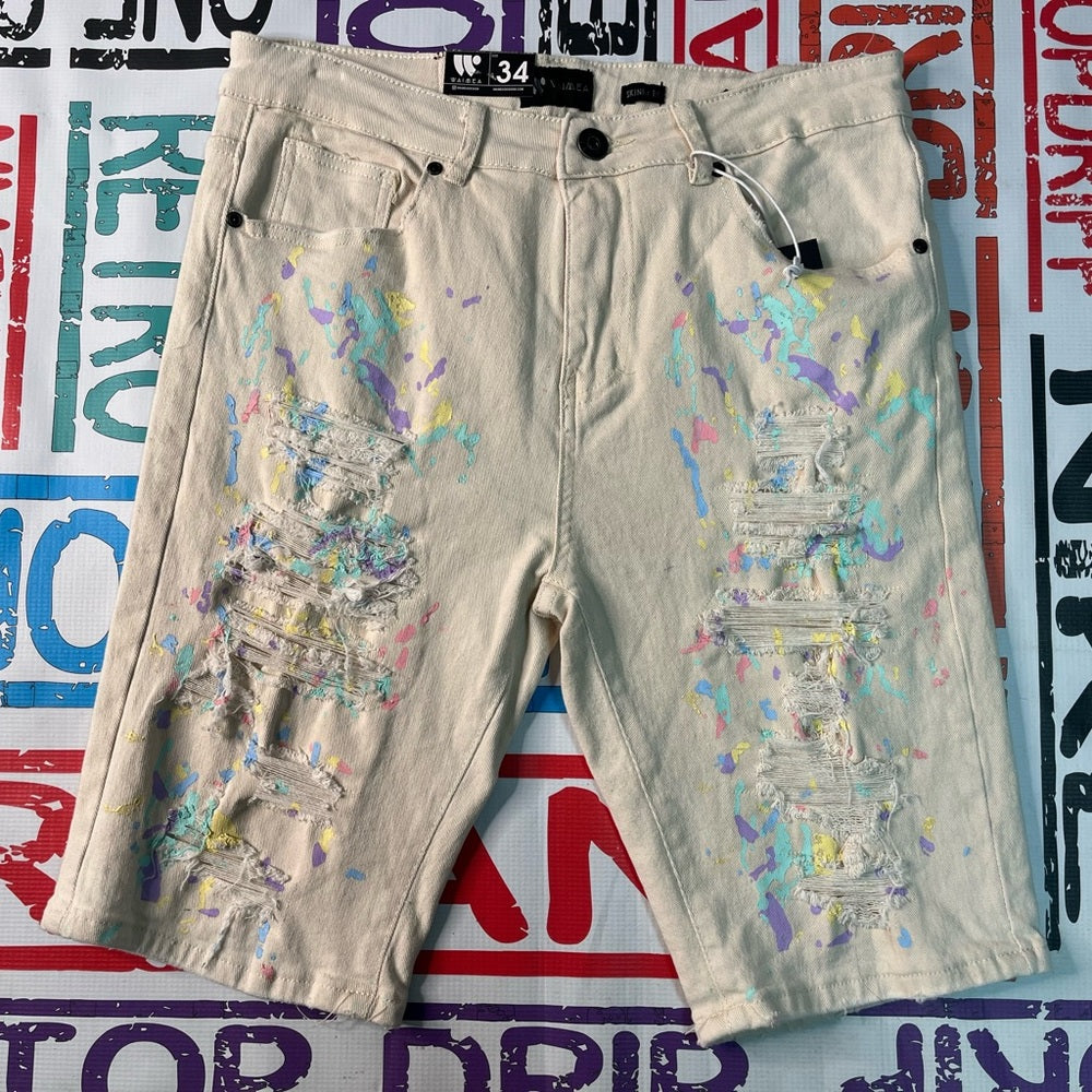 Sz 34 Paintsplash denim jean shorts
