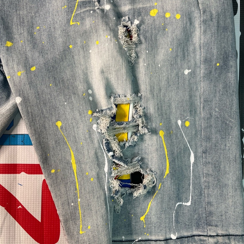 Sz 40 Paintsplash denim jean shorts