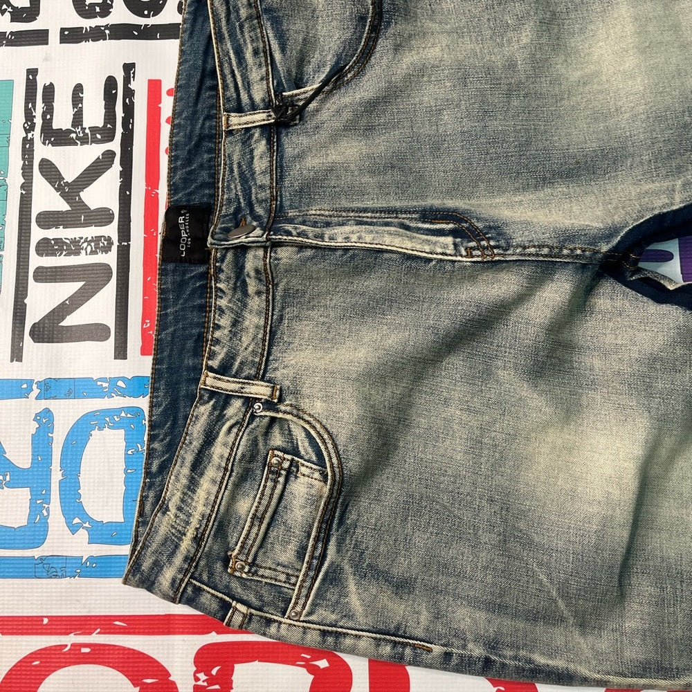 sz 40 denim blue strap jeans