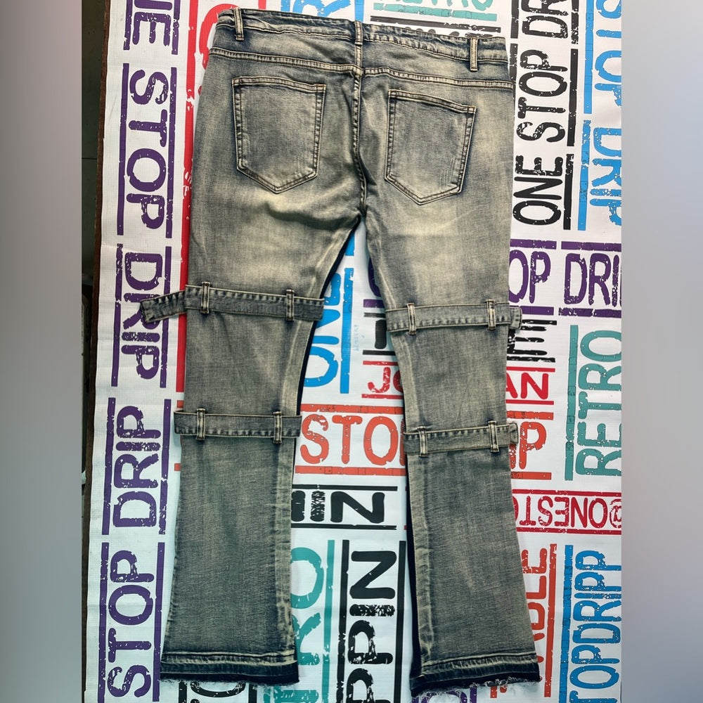 sz 40 denim blue strap jeans