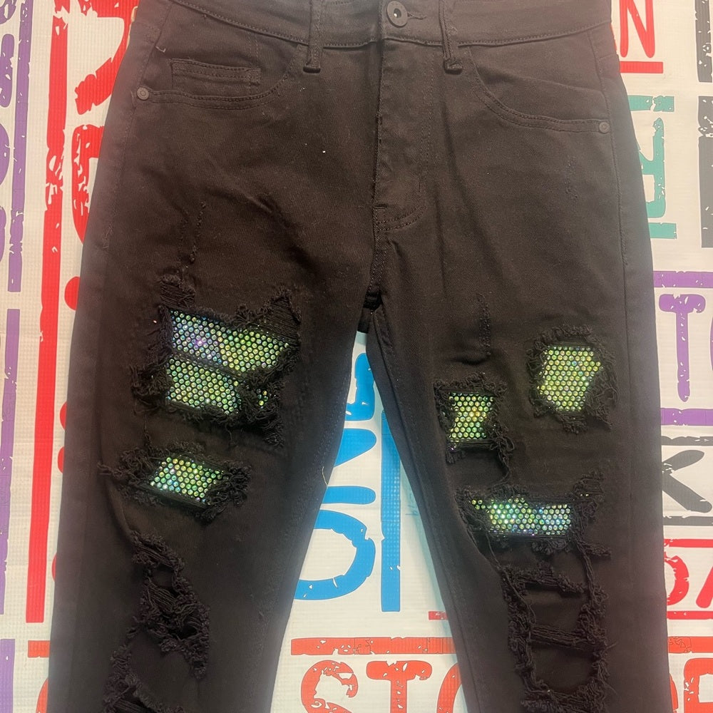 Sz Various ripped black rhyme stone jeans