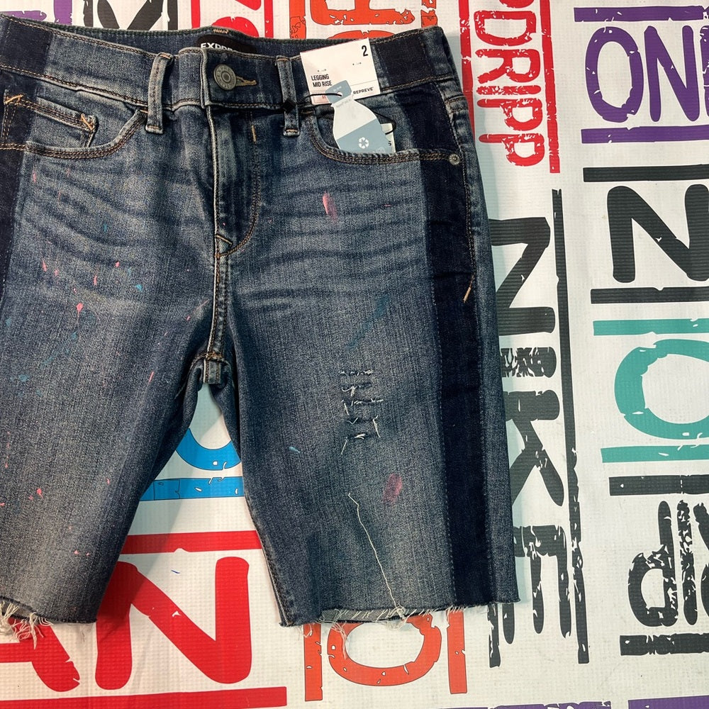 Custom women express leggings shorts Sz 2