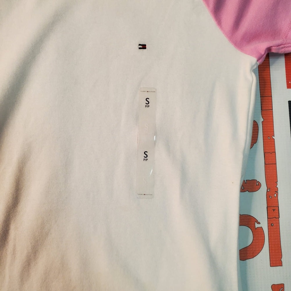 Tommy Hilfiger shirt sz small pink white