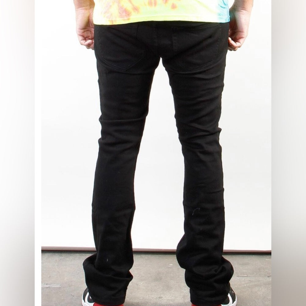 Sz Various solid jet black stack jeans