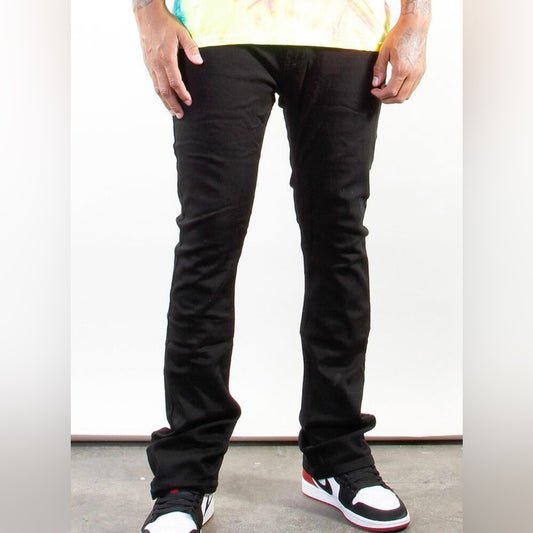 Sz Various solid jet black stack jeans