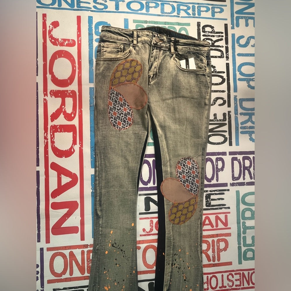 Sz Various pattern denim stacks jean