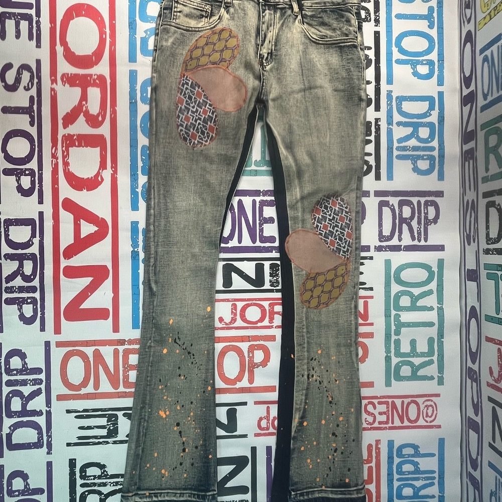 Sz Various pattern denim stacks jean