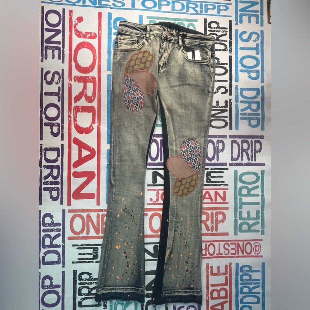 Sz Various pattern denim stacks jean