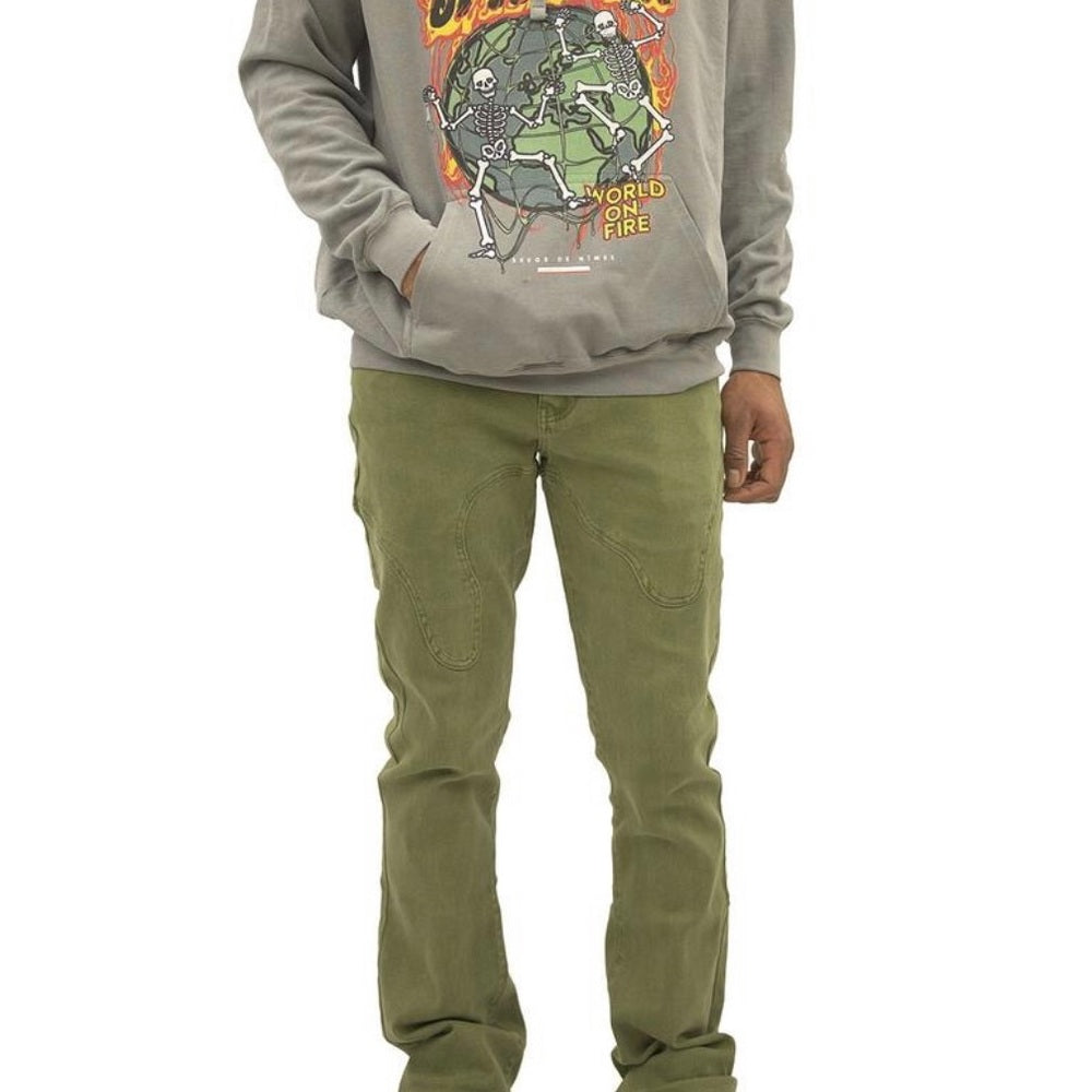 Sz Various Olive green denim solid stacks jeans