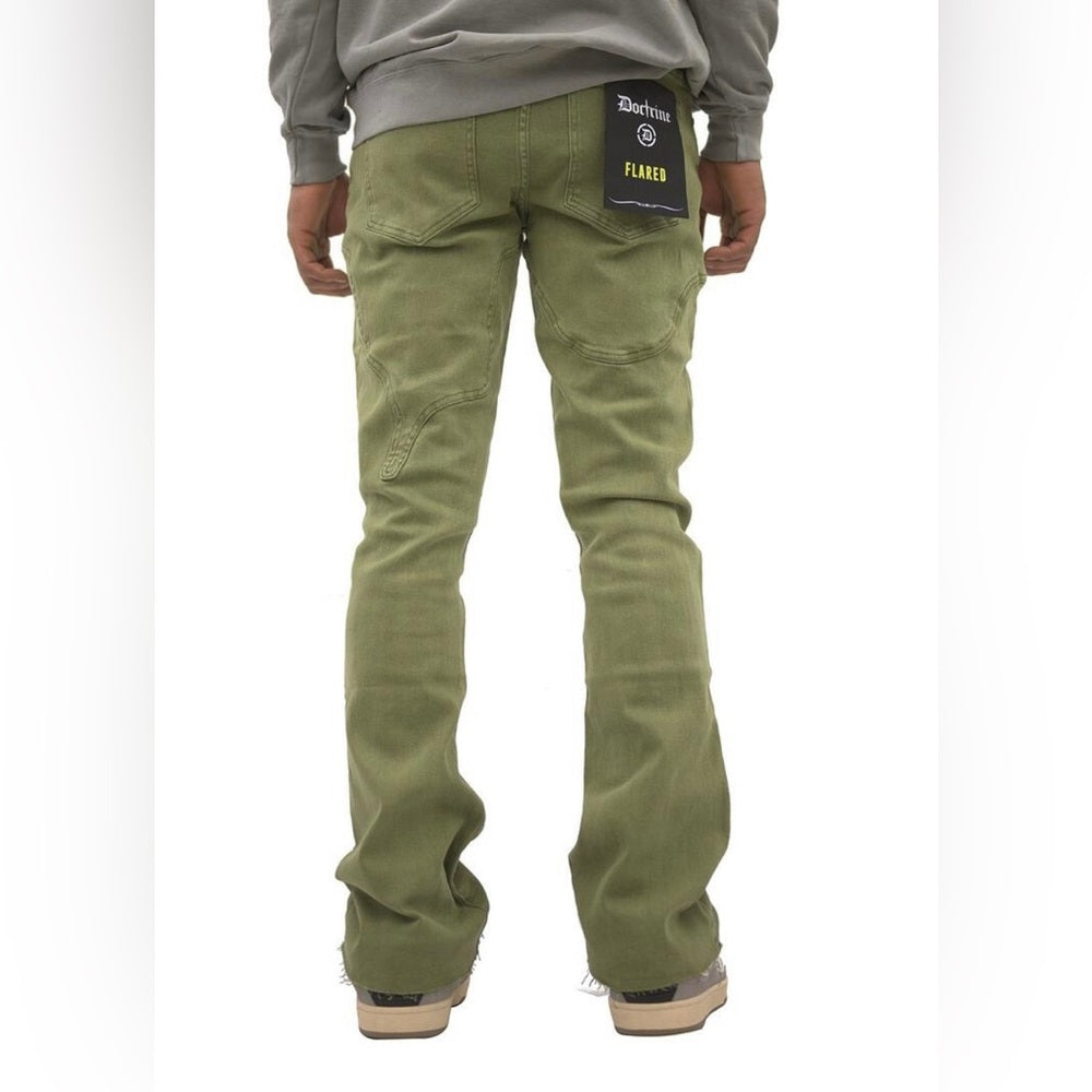 Sz Various Olive green denim solid stacks jeans