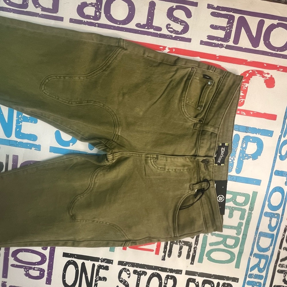 Sz Various Olive green denim solid stacks jeans