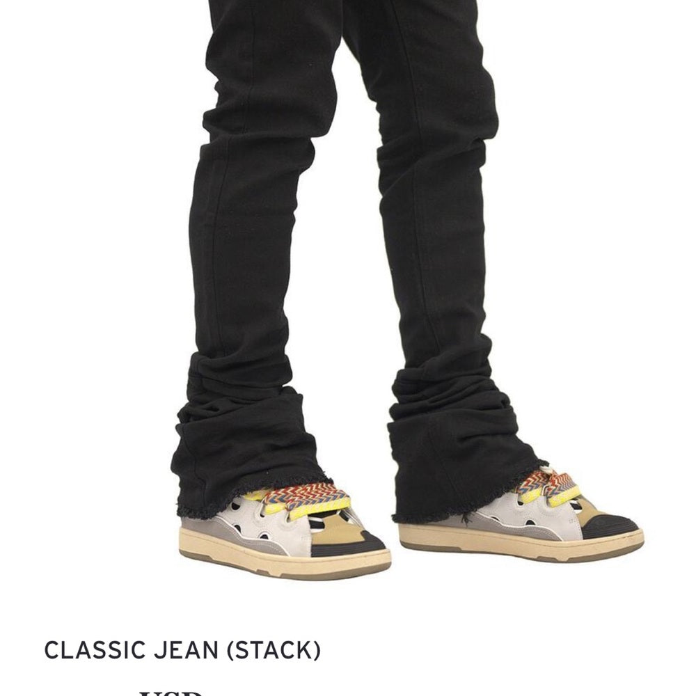 Sz Various denim black super stacks jeans