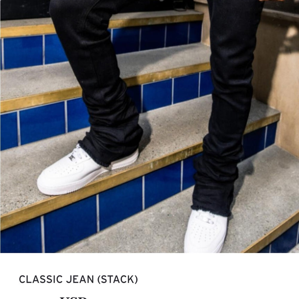 Sz Various denim black super stacks jeans
