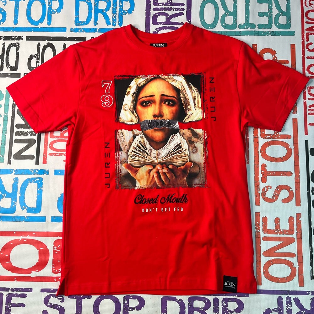 Juren red  graphic tee Sz Various