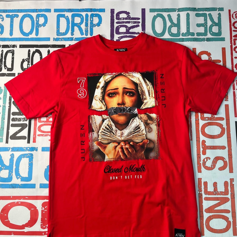 Juren red  graphic tee Sz Various
