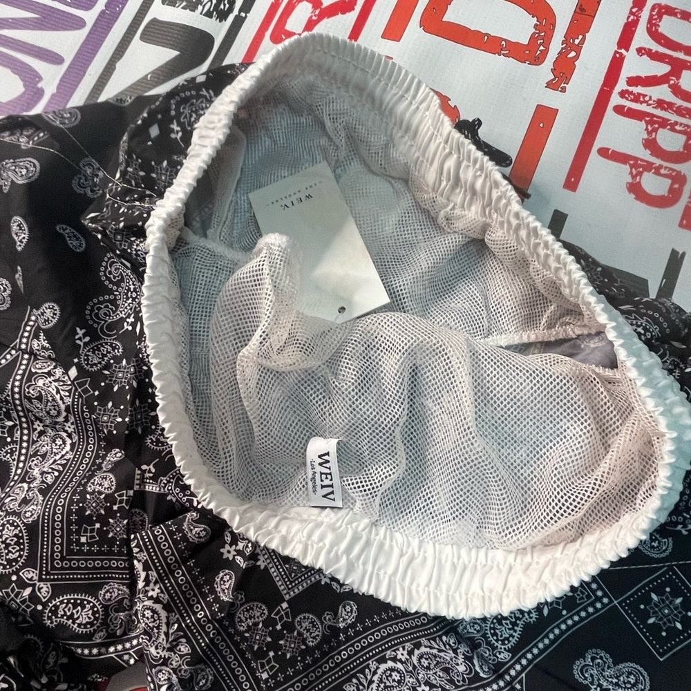 Black bandanna swim shorts Sz Various