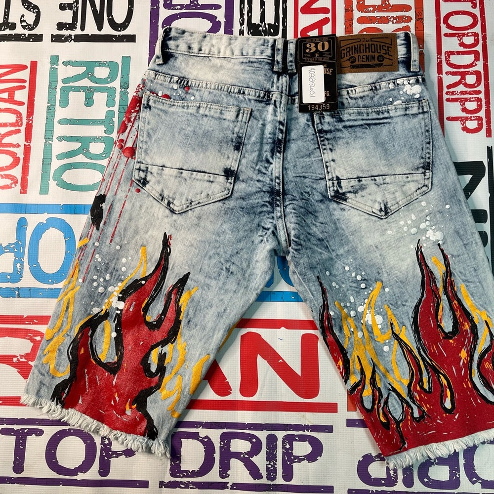 Sz Various graphic denim jean shorts