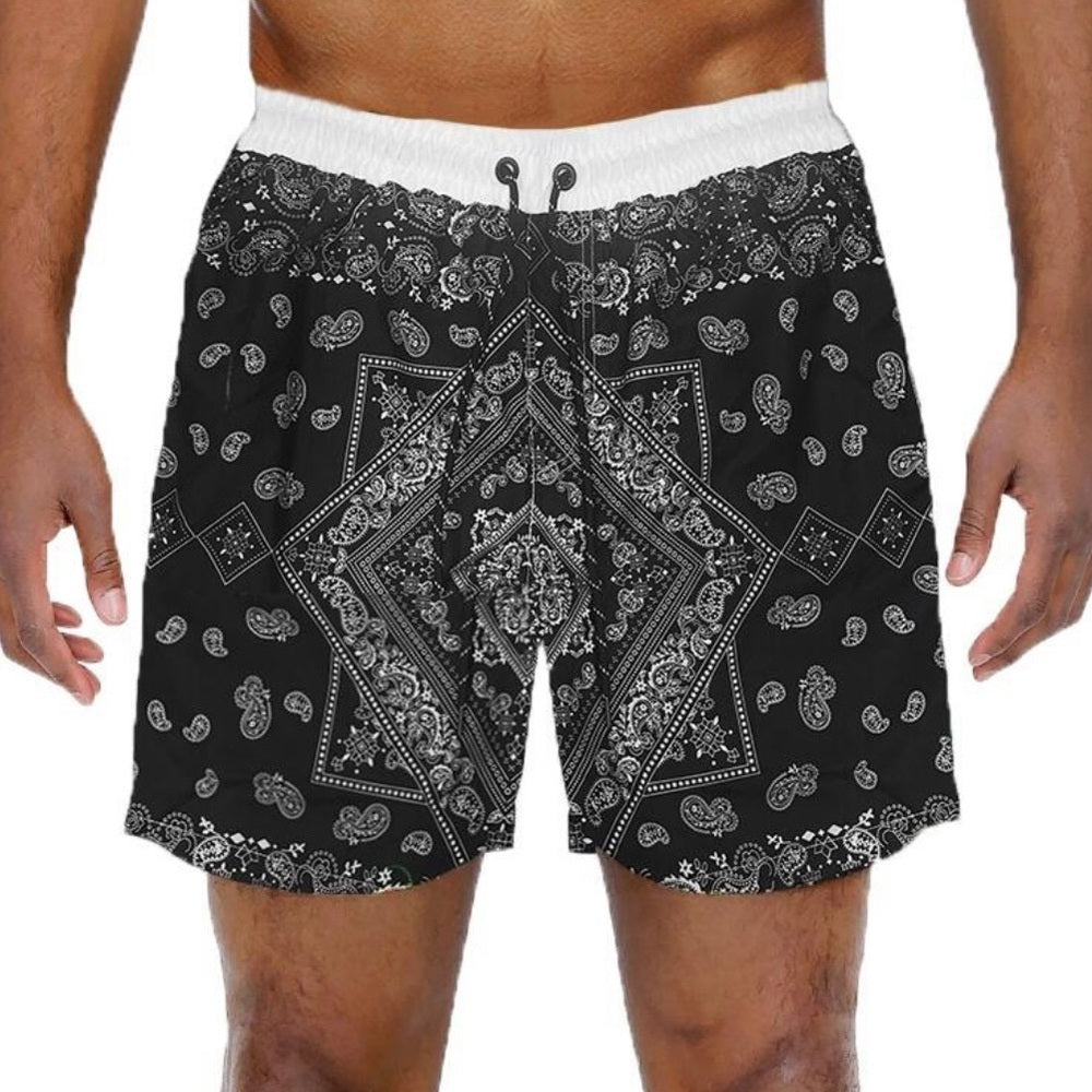 Black bandanna swim shorts Sz Various