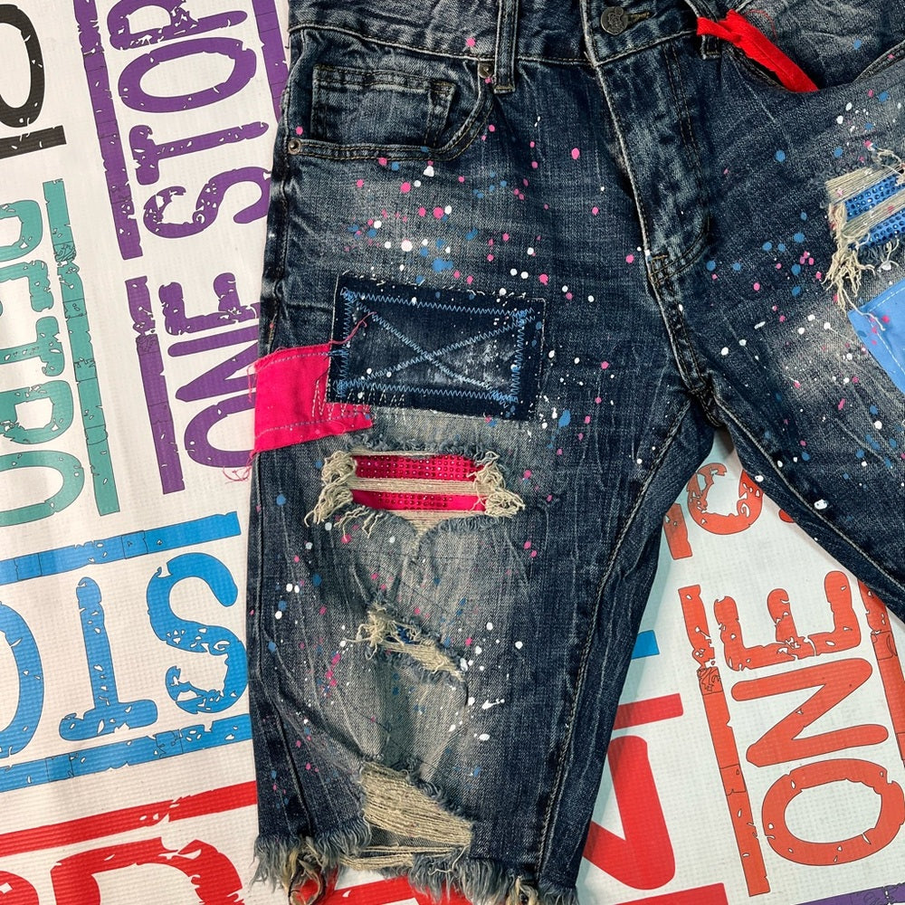 Sz 32 grid house jeans blue denim