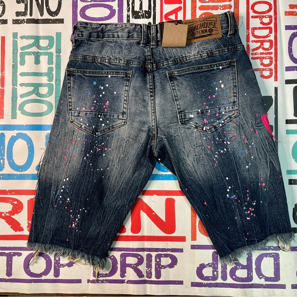 Sz 32 grid house jeans blue denim