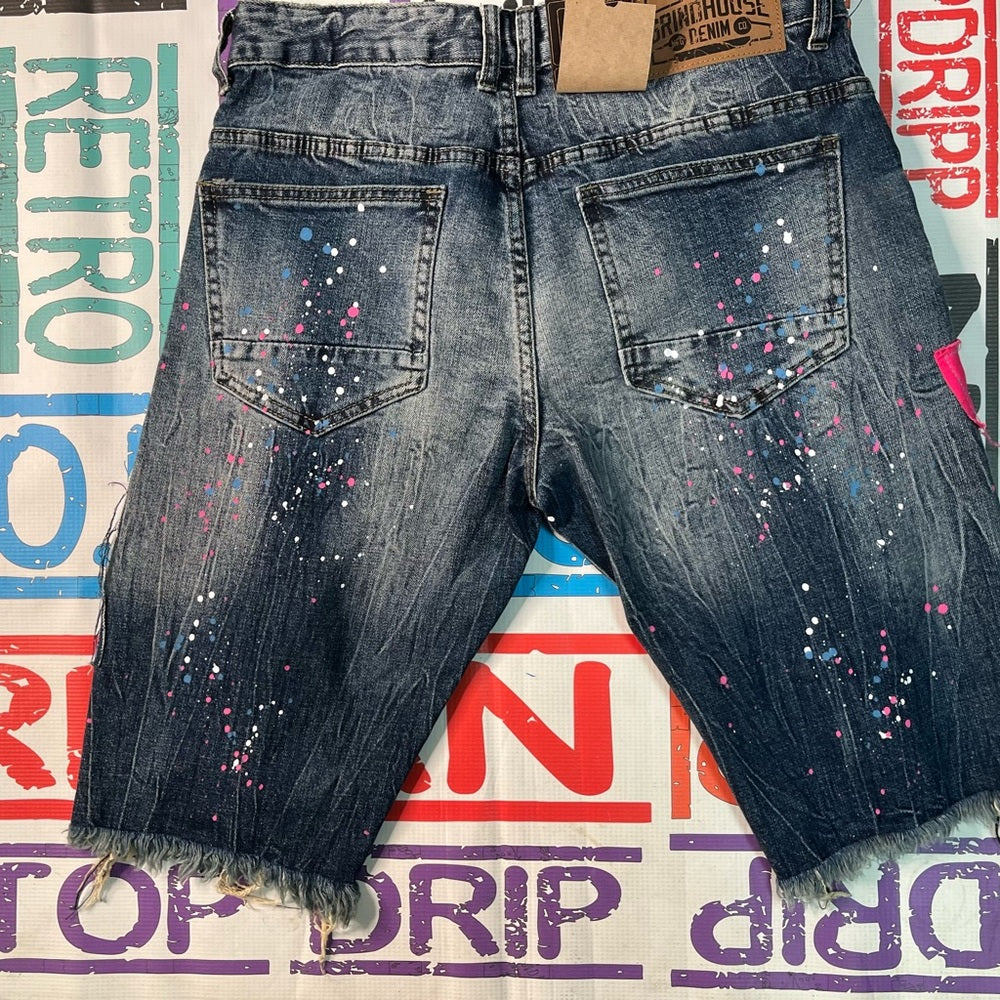 Sz 32 grid house jeans blue denim