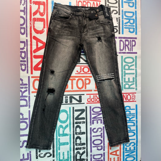 Sz 34 acid wash jeans ripped