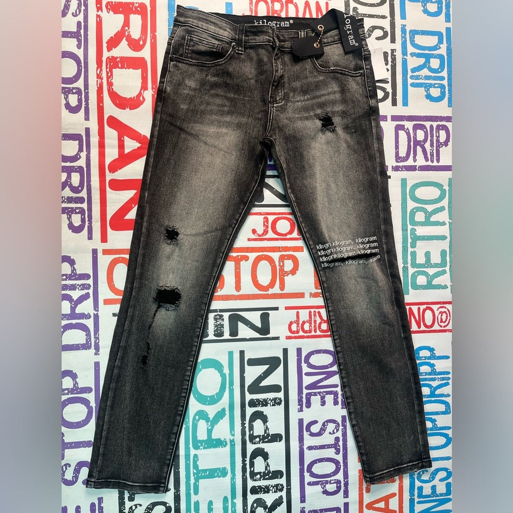 Sz 34 acid wash jeans ripped