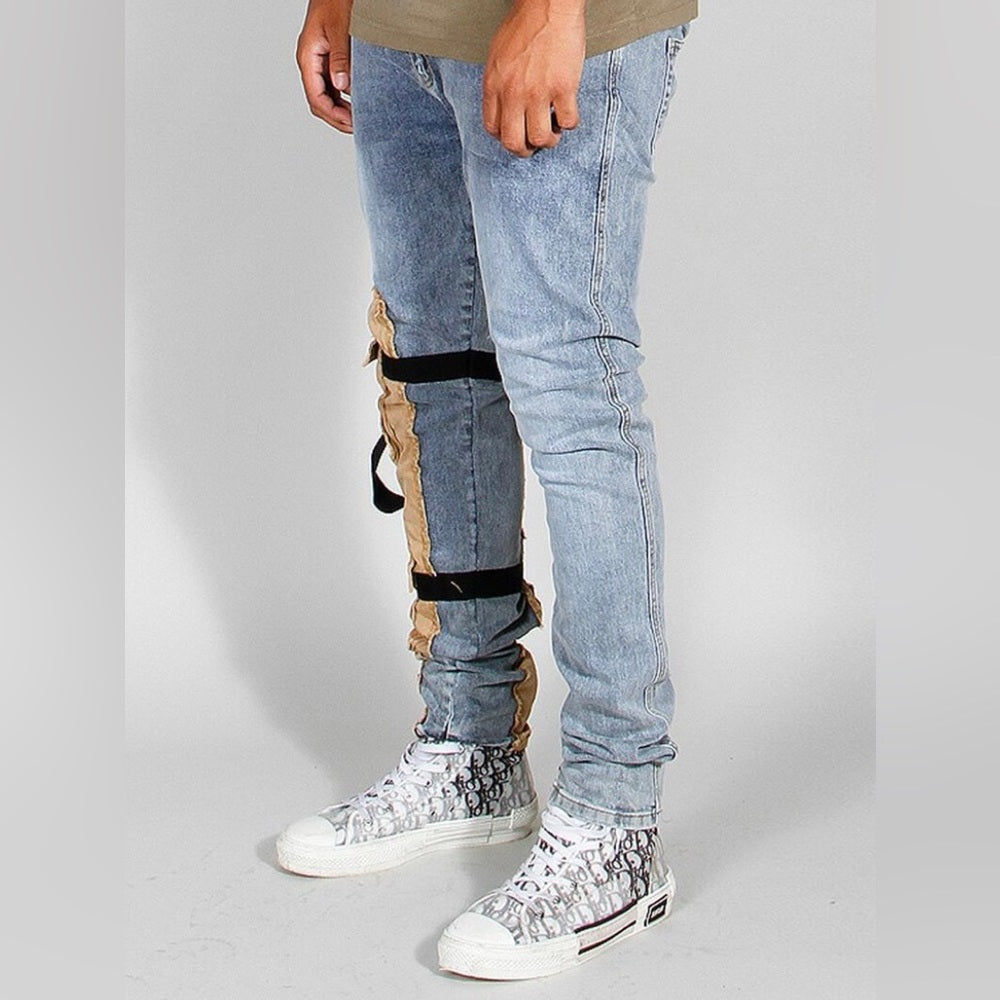 506 Hybrid Denim Cargo Pocket Light Wash Sz Various